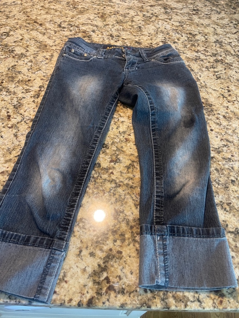 Angels Jeans Dark Blue Cropped Cuffed Jeans